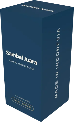 Mockup 3D Auto-Lock Bottom Box dengan desain Sambal Juara