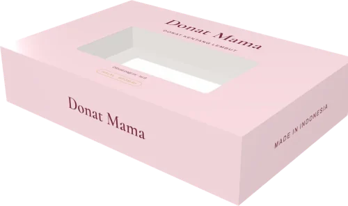 Mockup 3D Box Donat & Kue dengan desain Donat Mama