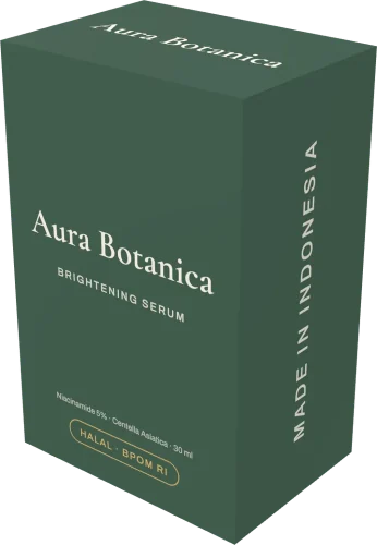 Mockup 3D Reverse Tuck End Box dengan desain Aura Botanica